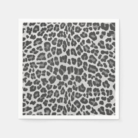 Leopard Gray and Light Gray Print Serviette (Vorderseite)