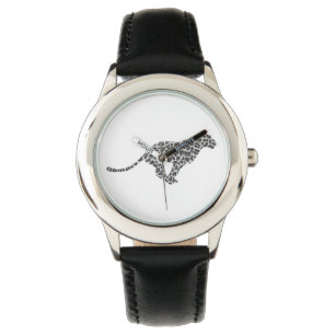 Leopard Gray and Light Gray Silhouette Armbanduhr