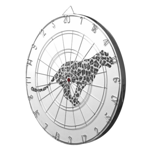 Leopard Gray and Light Gray Silhouette Dartscheibe (Vorderseite rechts)