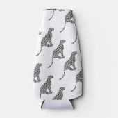 Leopard Gray and Light Gray Silhouette Flaschenkühler (Vorderseite)