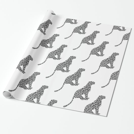 Leopard Gray and Light Gray Silhouette Geschenkpapier (Ungerollt)