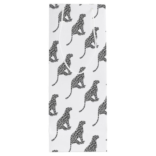 Leopard Gray and Light Gray Silhouette Geschenktüte Für Weinflaschen (Rückseite)