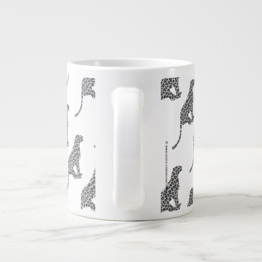 Leopard Gray and Light Gray Silhouette Jumbo-Tasse (Rückseite)