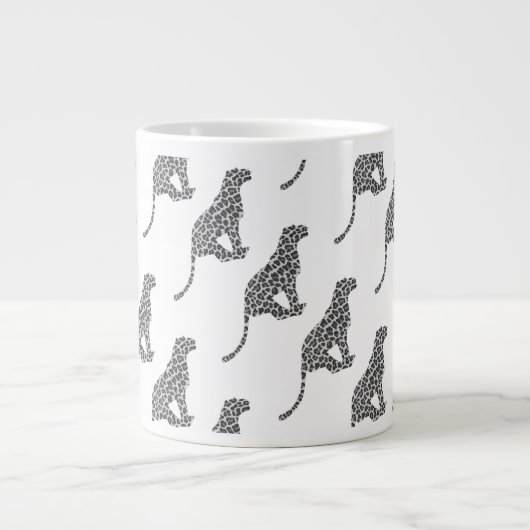 Leopard Gray and Light Gray Silhouette Jumbo-Tasse (Vorderseite)