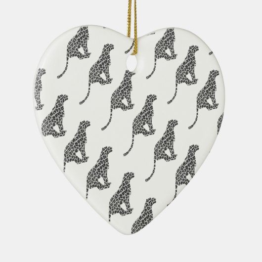 Leopard Gray and Light Gray Silhouette Keramik Ornament (Rechts)