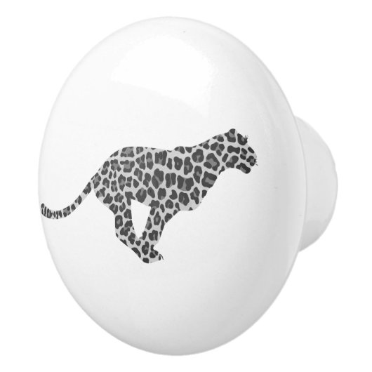 Leopard Gray and Light Gray Silhouette Keramikknauf (Rechts)