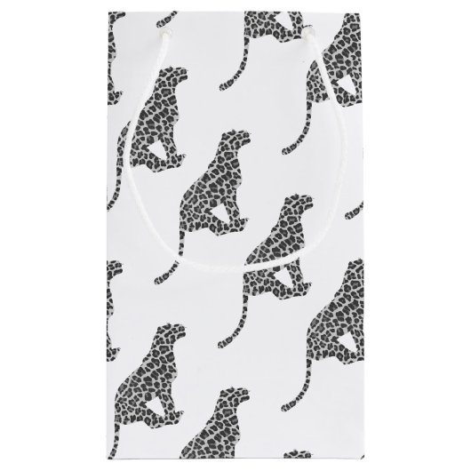 Leopard Gray and Light Gray Silhouette Kleine Geschenktüte (Rückseite)