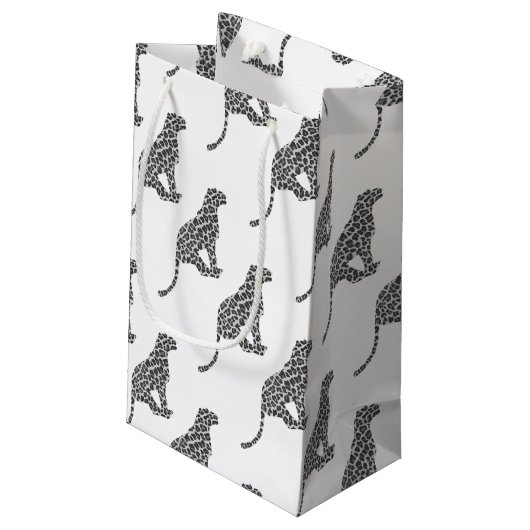 Leopard Gray and Light Gray Silhouette Kleine Geschenktüte (Rückseite Schrägansicht)