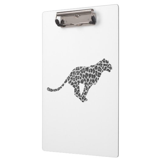 Leopard Gray and Light Gray Silhouette Klemmbrett (Links)