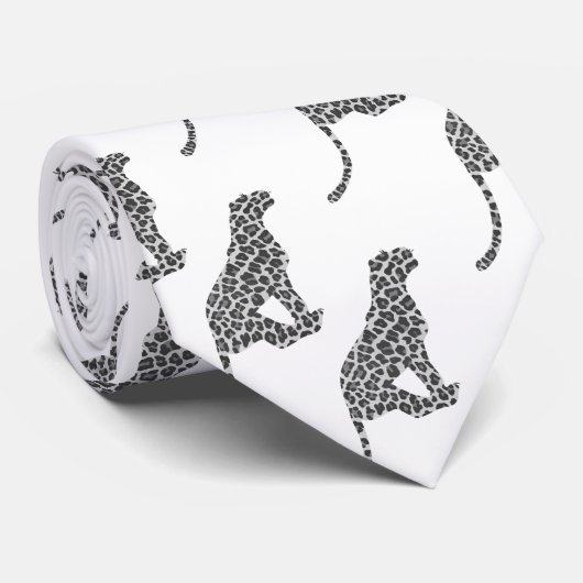 Leopard Gray and Light Gray Silhouette Krawatte (Gerollt)