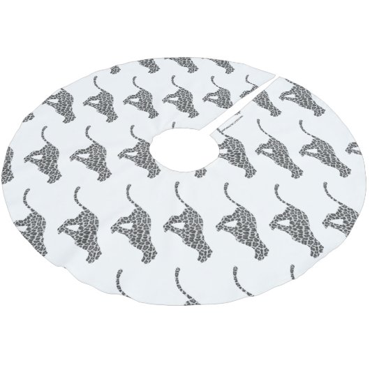 Leopard Gray and Light Gray Silhouette Polyester Weihnachtsbaumdecke (Schrägansicht)