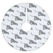 Leopard Gray and Light Gray Silhouette Polyester Weihnachtsbaumdecke (Vorderseite)