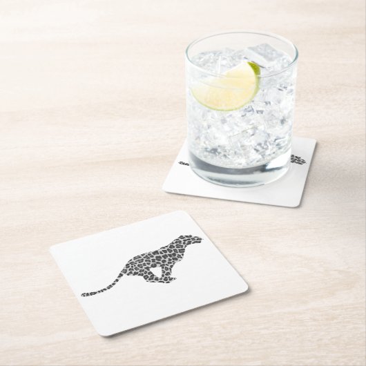 Leopard Gray and Light Gray Silhouette Rechteckiger Pappuntersetzer (Vor Ort)