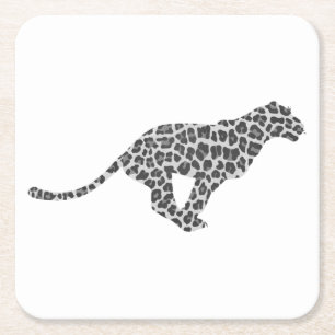 Leopard Gray and Light Gray Silhouette Rechteckiger Pappuntersetzer