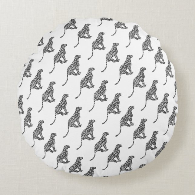 Leopard Gray and Light Gray Silhouette Rundes Kissen (Vorderseite)