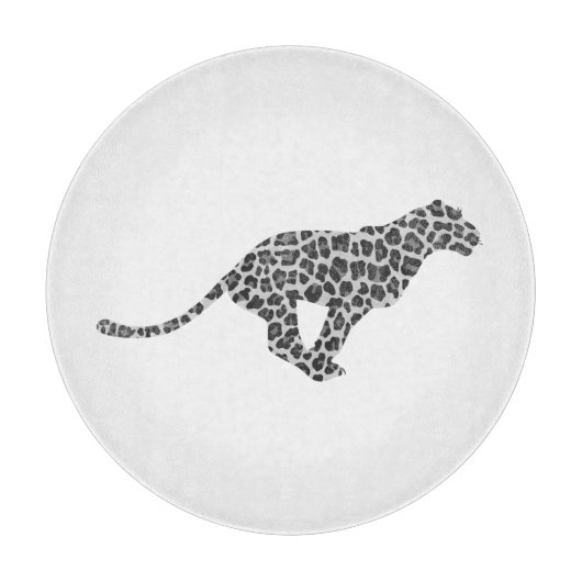 Leopard Gray and Light Gray Silhouette Schneidebrett (Vorderseite)