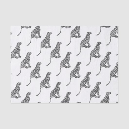 Leopard Gray and Light Gray Silhouette Seidenpapier (Vorderseite)