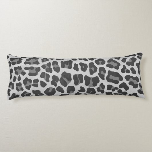 Leopard Gray and Light Gray Silhouette Seitenschläferkissen (Rückseite)