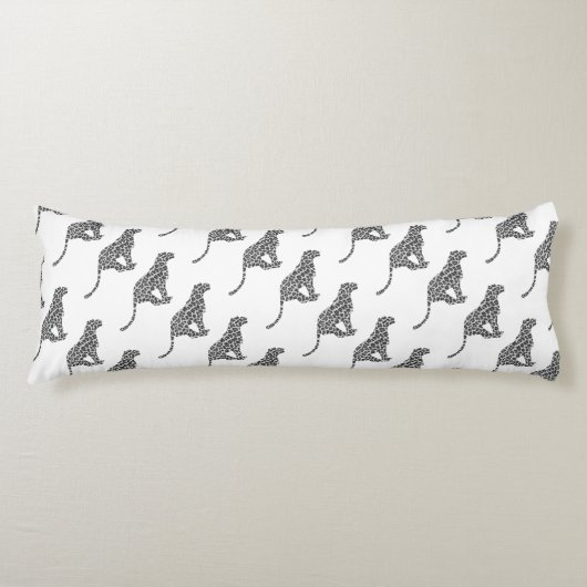 Leopard Gray and Light Gray Silhouette Seitenschläferkissen (Vorderseite)