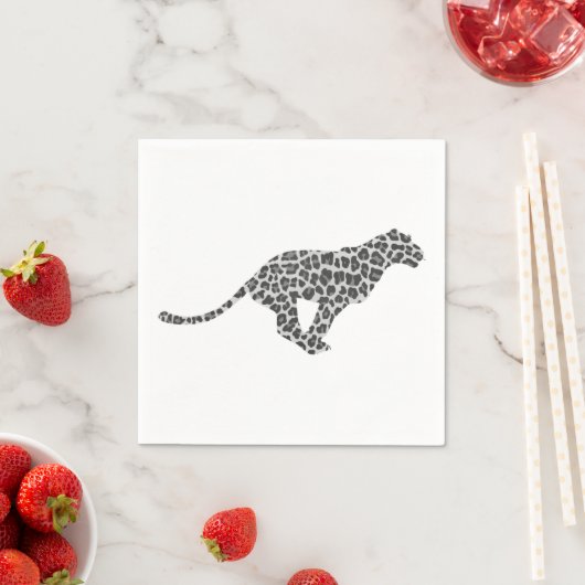 Leopard Gray and Light Gray Silhouette Serviette (Beispiel)