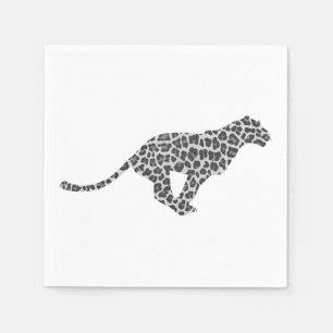 Leopard Gray and Light Gray Silhouette Serviette
