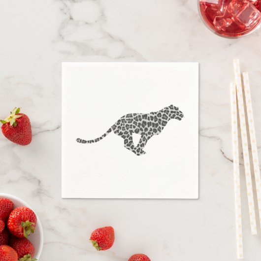 Leopard Gray and Light Gray Silhouette Serviette (Beispiel)