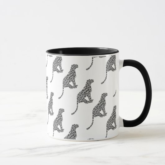 Leopard Gray and Light Gray Silhouette Tasse (Rechts)