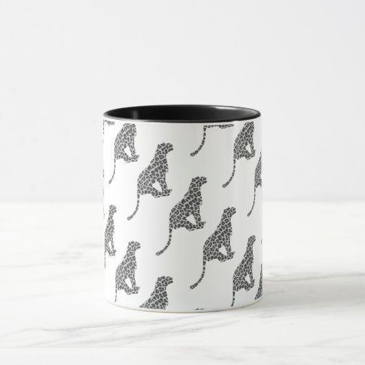 Leopard Gray and Light Gray Silhouette Tasse (Zentrum)