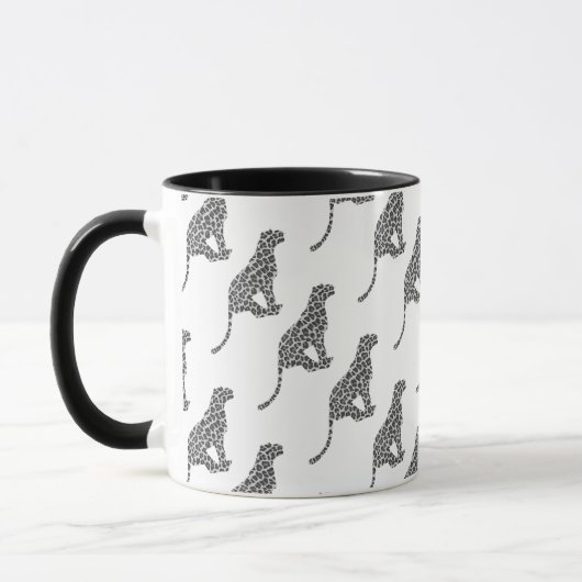 Leopard Gray and Light Gray Silhouette Tasse (Links)