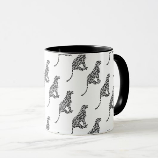 Leopard Gray and Light Gray Silhouette Tasse (VorderseiteRechts)