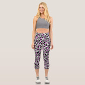 Leopard Gray Lila Black Capri Leggings (Vorderseite)