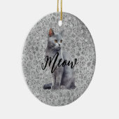 Leopard Gray Meow Kitty Cat Keramik Ornament (Rechts)