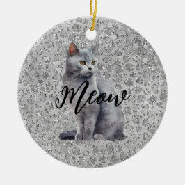 Leopard Gray Meow Kitty Cat Keramik Ornament
