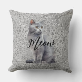Leopard Gray Meow Kitty Cat Kissen