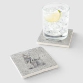 Leopard Gray Meow Kitty Cat Steinuntersetzer (Seitenansicht)