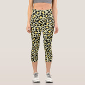 Leopard Green Black Yellow Capri Leggings (Vorderseite)