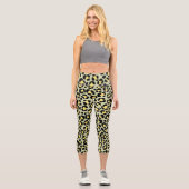 Leopard Green Black Yellow Capri Leggings (Vorderseite)