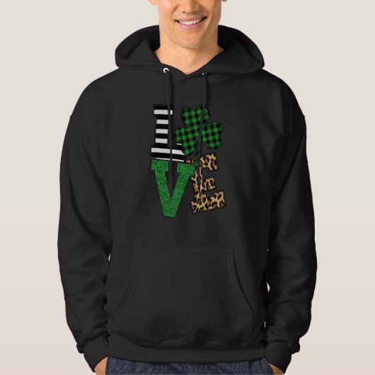Leopard & Green Buffalo Karierte Liebe St Patrick' Hoodie (Vorderseite)