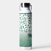 Leopard Green Glitzer Animal Print Individuelle Na Trinkflasche (Vorne)