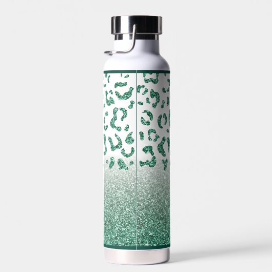 Leopard Green Glitzer Animal Print Individuelle Na Trinkflasche (Rechts)