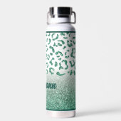 Leopard Green Glitzer Animal Print Individuelle Na Trinkflasche (Rückseite)