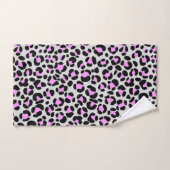 Leopard Grey Pink Black Badhandtuch Set (Handtuch)