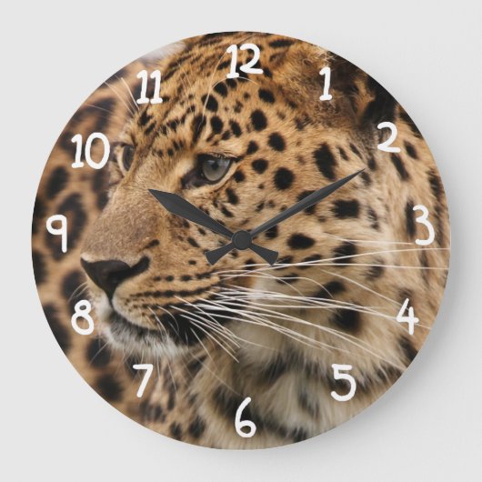 Leopard Große Wanduhr (Vorderseite)