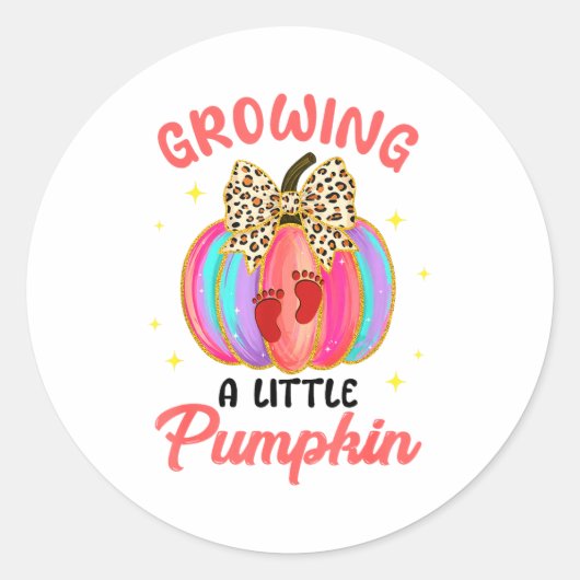 Leopard Growing Little A Pumpkin Fall Vibes Thanks Runder Aufkleber (Vorderseite)