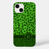 Leopard-grüne Monogramm Case-Mate iPhone Hülle (Rückseite)