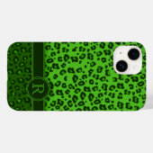 Leopard-grüne Monogramm Case-Mate iPhone Hülle (Rückseite (Horizontal))