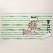 Leopard Grünstreifen Strandtuch (Vorderseite)