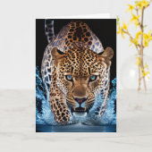 Leopard Grußkarte Karte (Gelbe Blume)