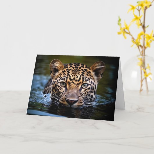 Leopard Grußkarte Karte (Gelbe Blume)