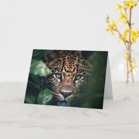 Leopard Grußkarte Karte (Gelbe Blume)